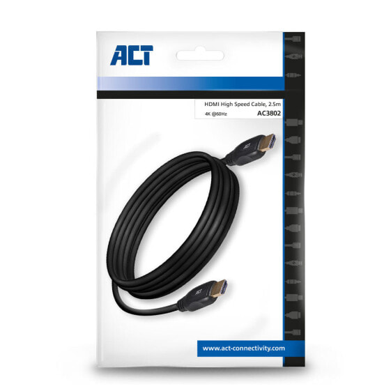 ACT AC3802 - 2.5 m - HDMI Type A (Standard) - HDMI Type A (Standard) - Black