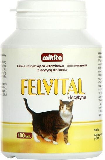 Витамины и добавки для кошек и собак MIKITA FELVITAL + PLUS Лецитин 100 таблеток