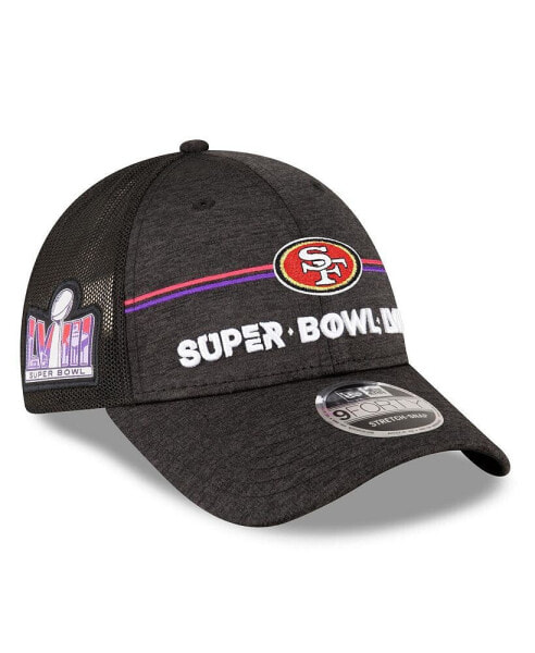 Men's Heather Black San Francisco 49ers Super Bowl LVIII 9FORTY Trucker Adjustable Hat