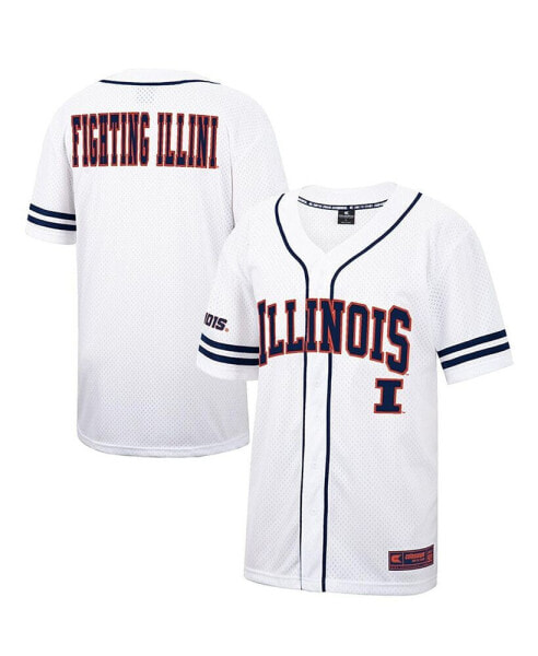 Men's White and Navy Illinois Fighting Illini Free Spirited Baseball Jersey