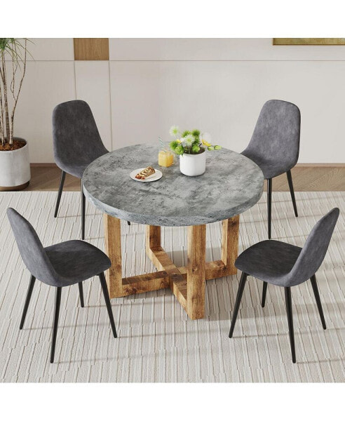 Circular Dining Table Set with 4 Chairs