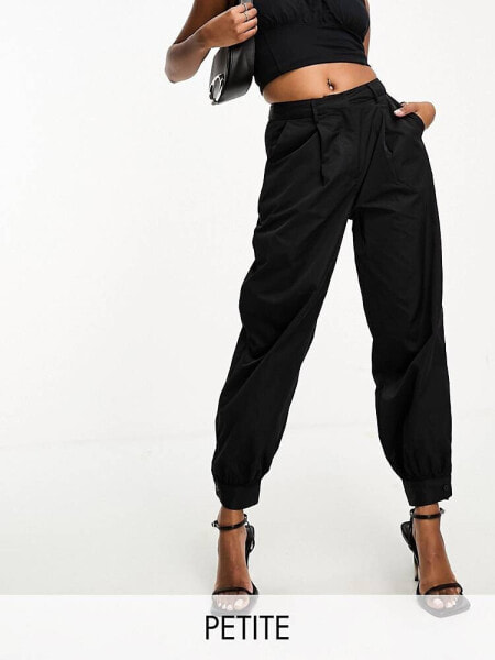 Extro & Vert Petite nylon cuffed parachute trousers in black