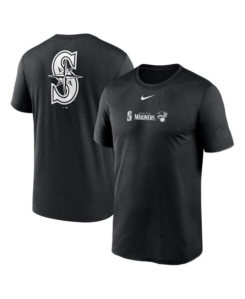 Men's Black Seattle Mariners Fashion Over Shoulder Logo Legend T-shirt