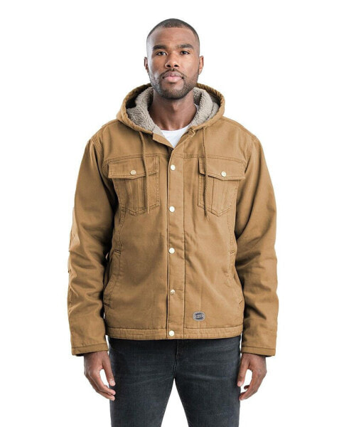 Men's Vintage Washed Sherpa-Lined Hooded Jacket