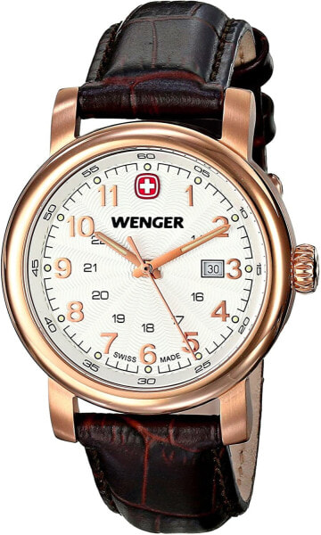 Часы Wenger Classic White Dial Rose Gold Black Leather Strap
