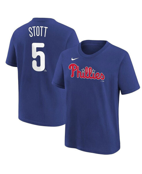 Big Boys Bryson Stott Royal Philadelphia Phillies Name and Number T-shirt