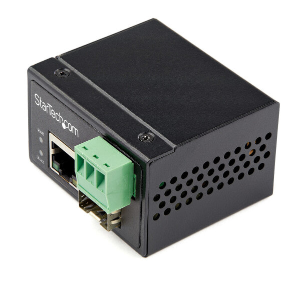 StarTech.com Industrial Fiber to Ethernet Media Converter - 100Mbps SFP to RJ45/Cat6 - Singlemode/Multimode Optical Fiber to Copper Network - 12-56V DC - IP-30/ -40 to +75C - 100 Mbit/s - 10Base-T - 100Base-TX - 100Base-FX - IEEE 802.3 - IEEE 802.3u - IEEE 802.3x - Fu