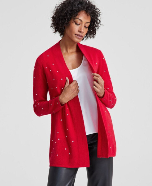 Women's Embellished Long-Sleeve 100% Cashmere Duster, Created for Macy's