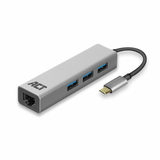USB-концентратор USB C 3.1 Gen1 3.0 3 порта с сетевым кабелем длиной 1 метр от ACT.