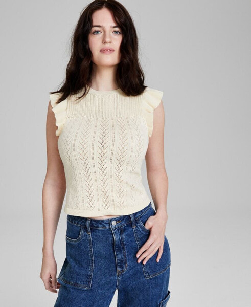 Women's Textured Ruffle-Sleeve Sweater, Created for Macy's