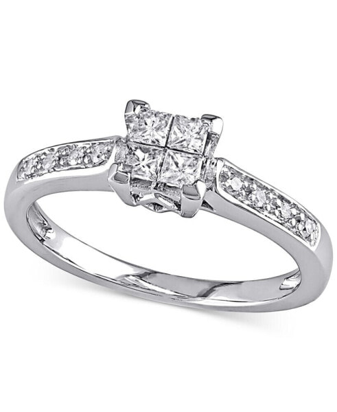 Diamond Princess Quad Cluster Engagement Ring (1/4 ct. t.w.) in 14k White Gold