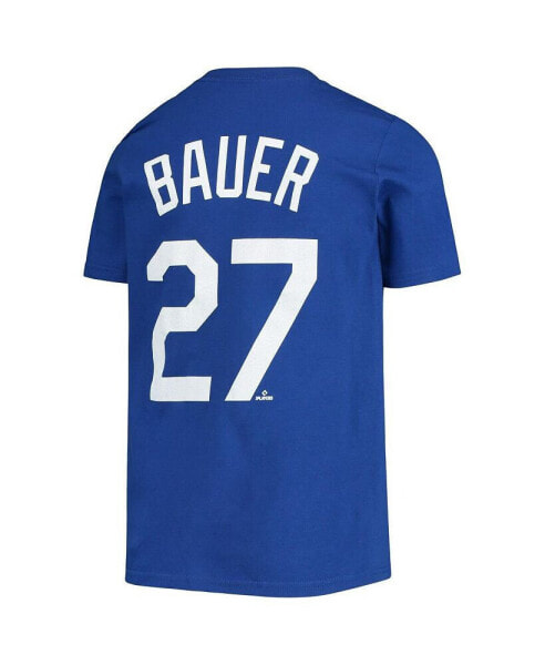 Футболка для малышей Nike Trevor Bauer с именем и номером команды Лос-Анджелес Доджерс синего цвета