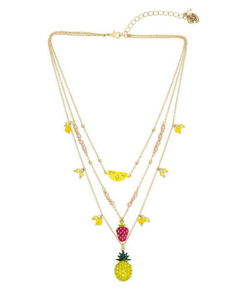 Faux Stone Fruit Charm Layered Necklace