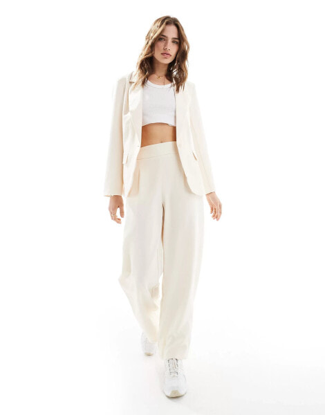 JDY high waist wide leg tailored trouser co-ord in cream