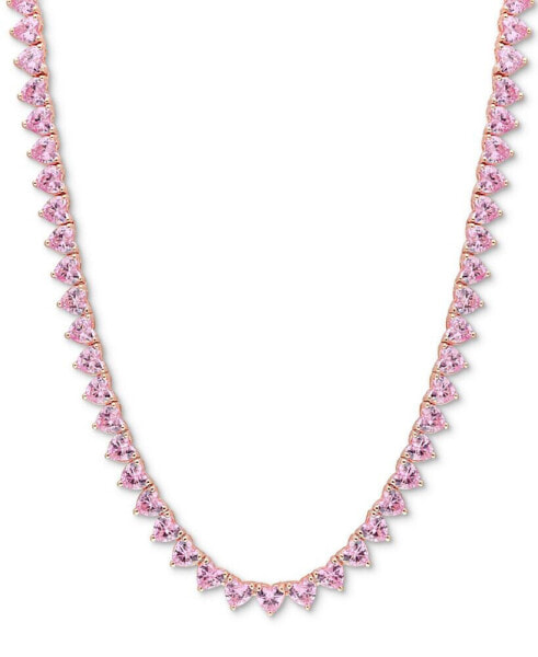 Lab-Created Pink Sapphire Heart All-Around 18" Collar Necklace (31-1/2 ct. t.w.) in Rose-Plated Sterling Silver