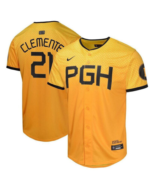 Big Boys and Girls Roberto Clemente Gold Pittsburgh Pirates City Connect Limited Player Jersey