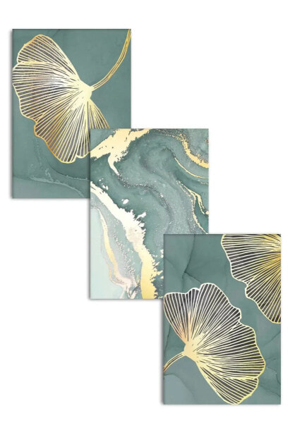 Echtes Gold Mint Ginko Poster Set