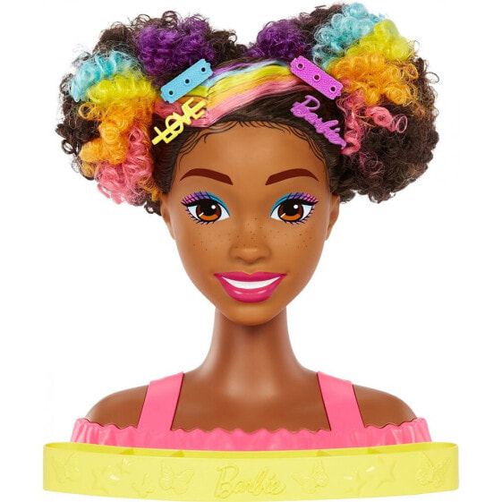 MATTEL Styling Head Neon Rainbow Curly Hair Hmd79 doll