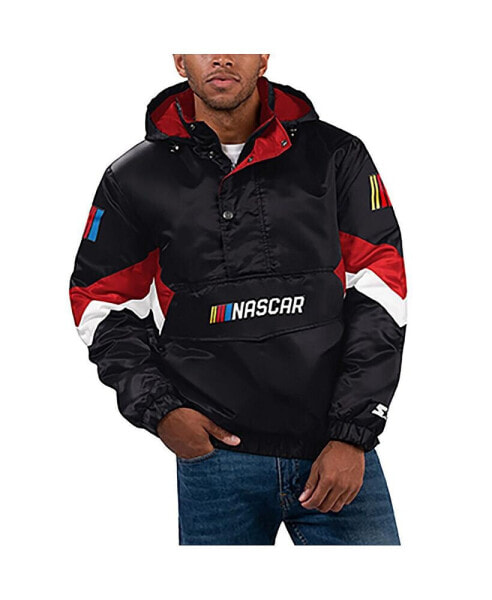 Men's Black NASCAR Home Team Satin Half-Zip Hoodie Jacket