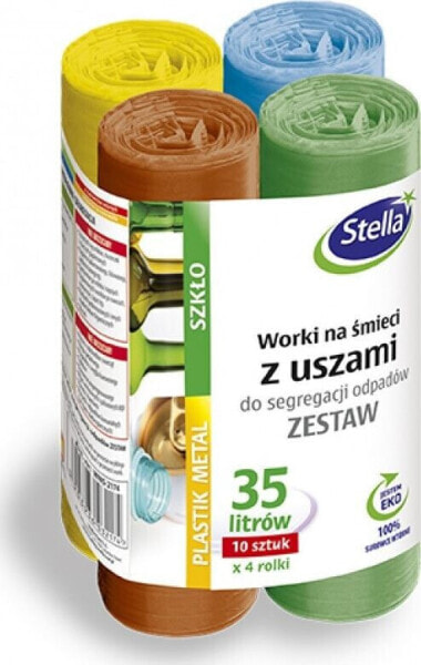 Stella Worki z uszami STELLA, do segregacji odpadów, zestaw, 35 l, 4x10 szt., mix