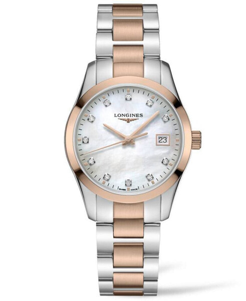 Women's Swiss Conquest Classic Diamond (1/20 ct. t.w.) Two-Tone Stainless Steel Bracelet Watch 34mm