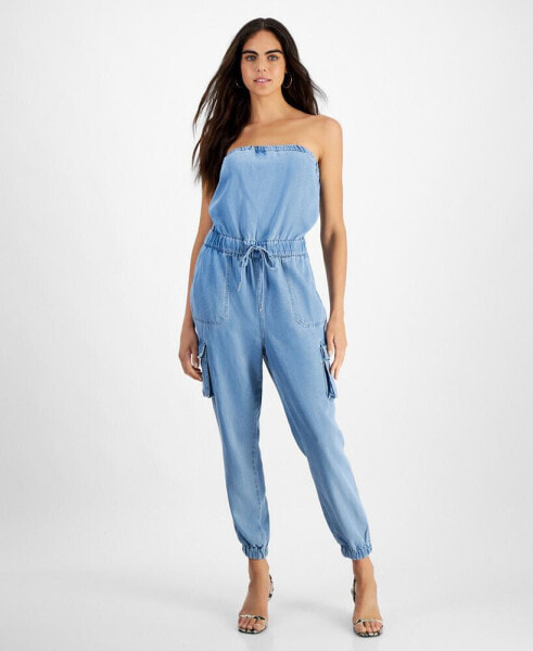 Women's Lucia Strapless Cargo Denim Jumpsuit