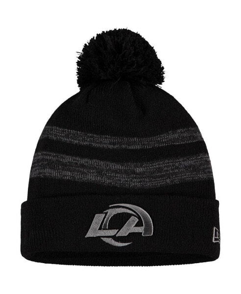 Men's Black Los Angeles Rams Logo Dispatch Cuffed Knit Hat with Pom