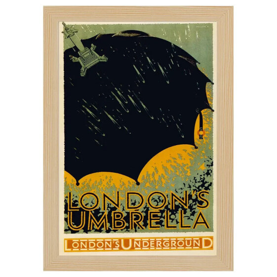 Постер London Underground 1929 No Wet No Cold LegendArte Bilderrahmen 40x60 см.