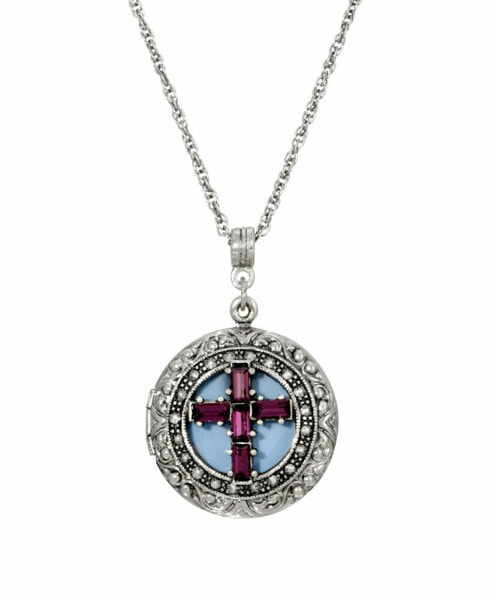 2028 women's Crystal Cross Locket Necklace