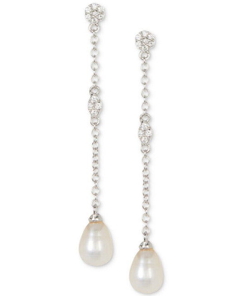 Silver-Tone Freshwater Pearl (7mm) Drop Earrings