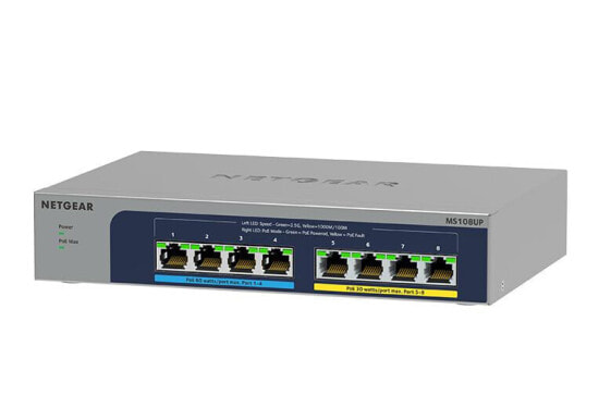 MS108UP - Unmanaged - 2.5G Ethernet (100/1000/2500) - Full duplex - Power over Ethernet (PoE) - Wall mountable