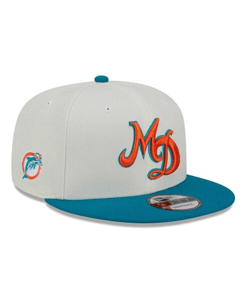 Men's Cream, Aqua Miami Dolphins City Originals 9FIFTY Snapback Hat