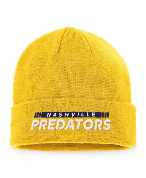 Men's Gold Nashville Predators Authentic Pro Rink Cuffed Knit Hat