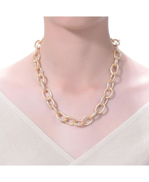 14K Gold Plated Cubic Zirconia Round Chain Necklace