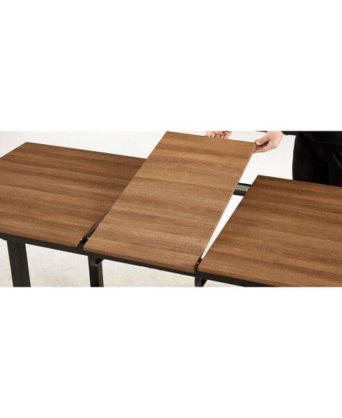 Modern Square Dining Table with Extendable Metal Leg