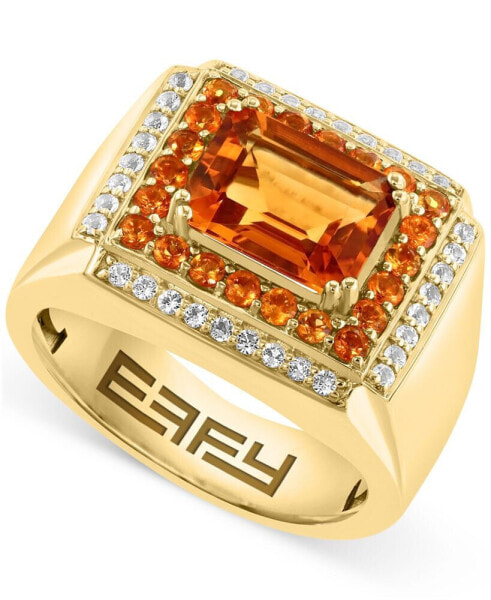 EFFY® Men's Citrine (3-1/2 ct. t.w.) & White Topaz (1/10 ct. t.w.) in Gold-Plated Sterling Silver