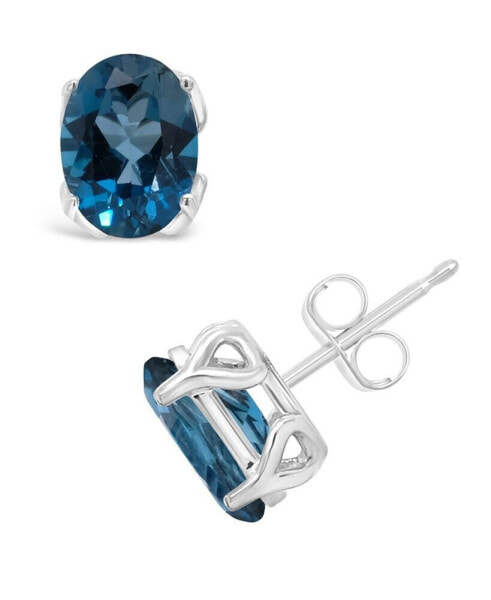 London Topaz (3-1/5 ct. t.w.) Stud Earrings in 14K White Gold