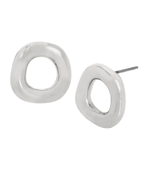 Silver-Tone Open Circle Stud Earrings