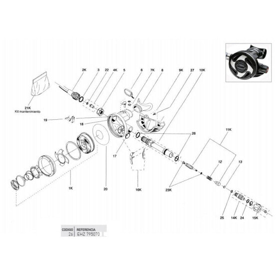 CRESSI Airtech Oring Body Valve Second Stage