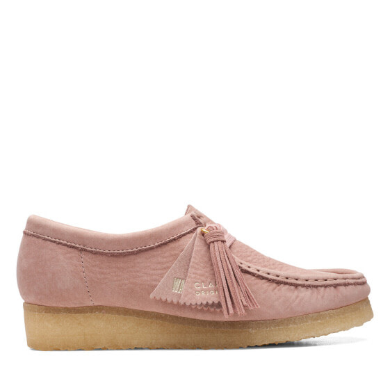 Clarks Wallabee 26165558 Womens Pink Nubuck Oxfords & Lace Ups Casual Shoes