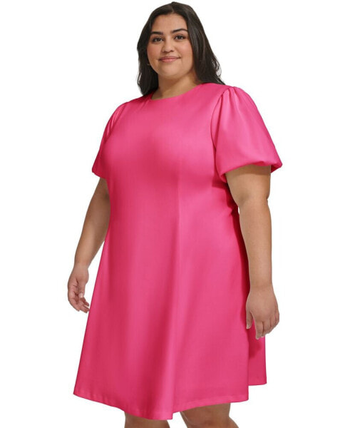 Plus Size Balloon-Sleeve Fit & Flare Dress