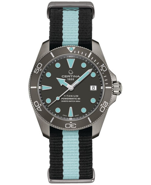Women's Swiss Automatic DS Action Diver Black & Blue Stripe Synthetic Strap Watch 38mm
