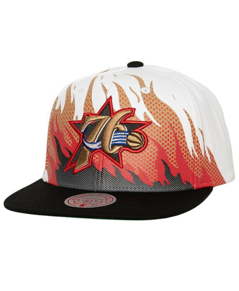 Men's White Philadelphia 76ers Hot Fire Snapback Hat