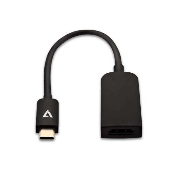 V7 Black USB Video Card USB-C Male to HDMI Female Slim - 0.1 m - USB Type-C - HDMI Type A (Standard) - Female - Male - Straight