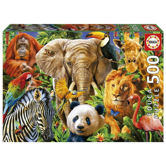 EDUCA BORRAS 500 Pieces Wild Animals Collage Puzzle