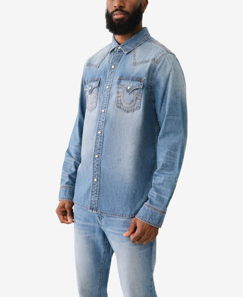 Рубашка мужская джинсовая длинный рукав True Religion
