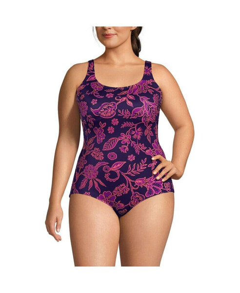 Plus Size Chlorine Resistant Soft Cup Tugless Sporty One Piece Swimsuit