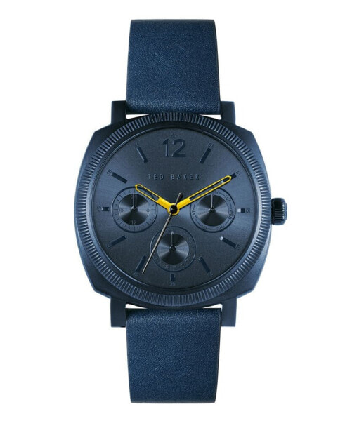Men's Caine Blue Leather Strap Watch 42mm