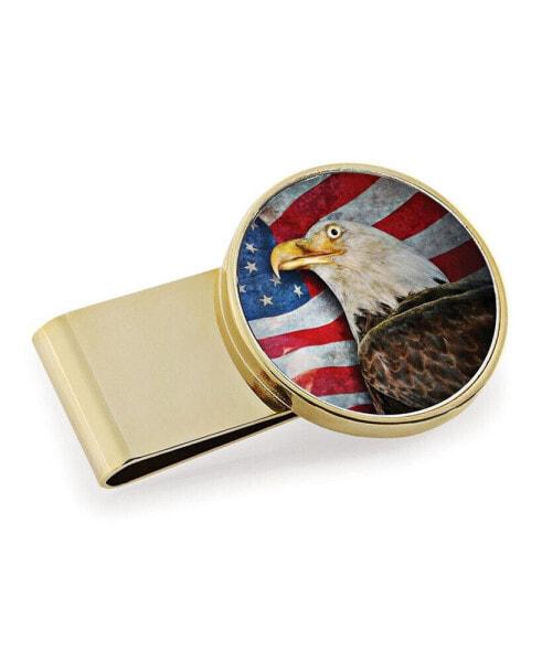 Men's American Bald Eagle Colorized JFK Half Dollar Stainless Steel Money Clip