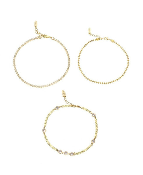 Dainty 18K Gold Plated Chain Anklet Set